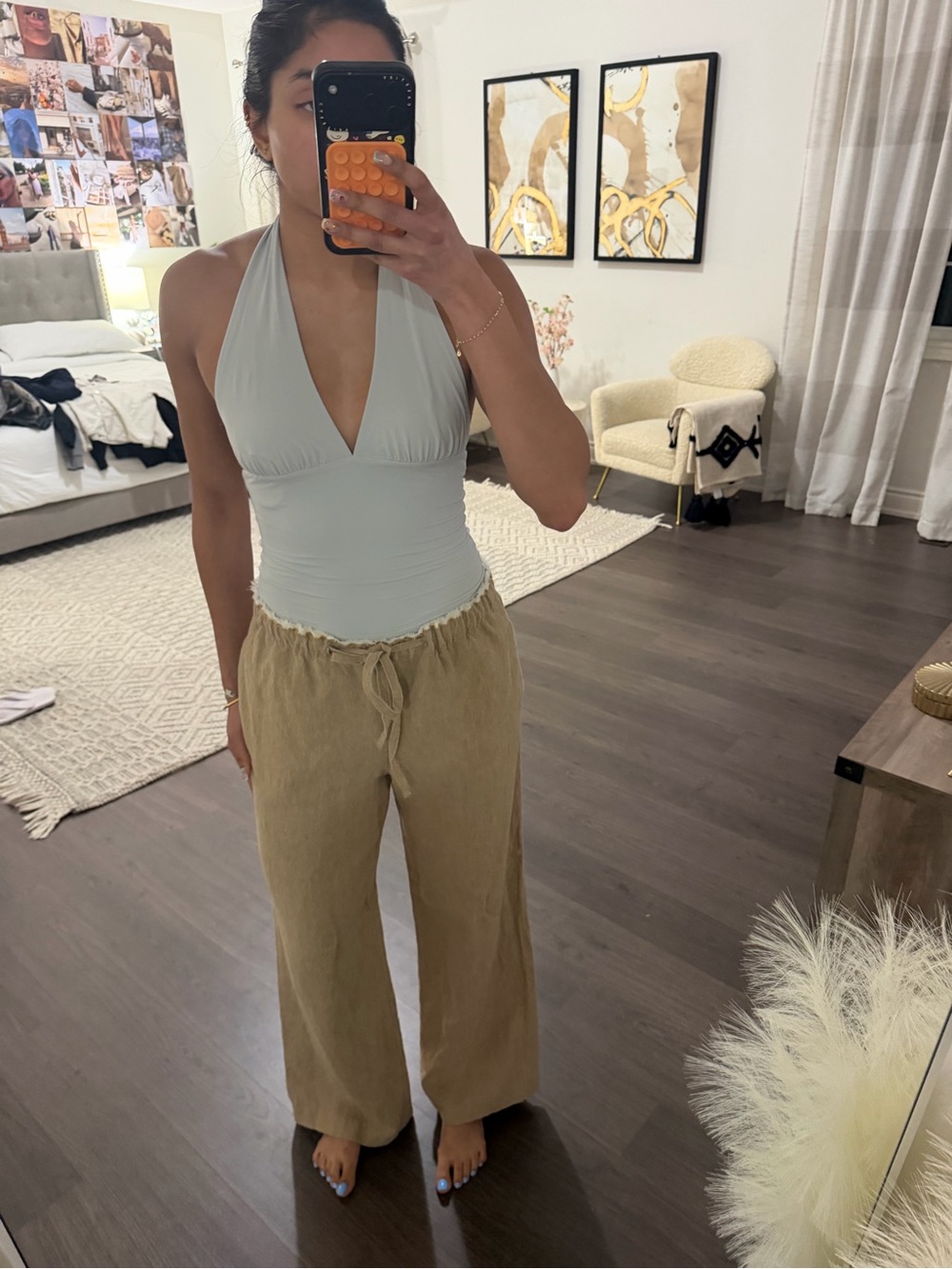 Zara tan linen pants